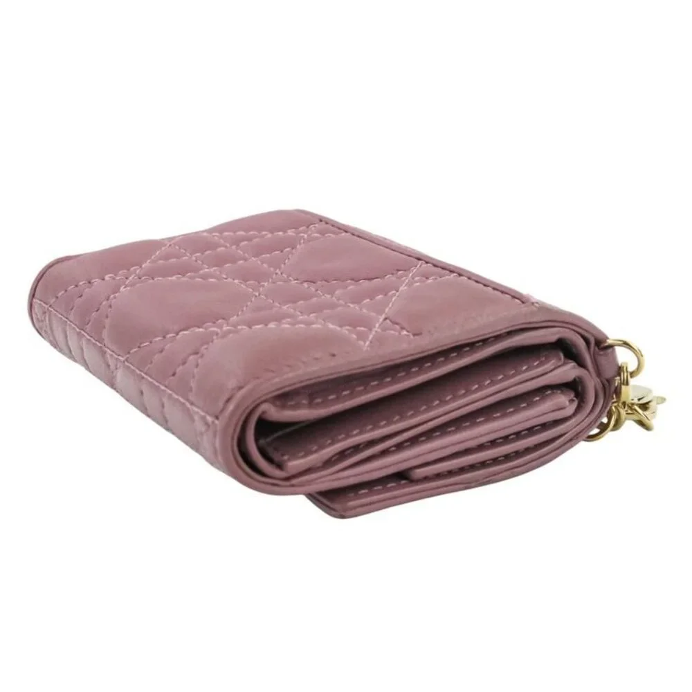 Christian Dior Lady Dior Canaje Lotus Wallet Trifold Wallet Lavender